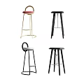 Modern Bar Stools With Various Styles Metal Frames And Colorful Seats 3d model