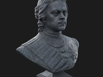Classical Bronze Bust Sculpture With Detailed Facial Features And Intricate Clothing Design 3d model