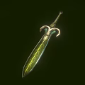 Fantasy Decorative Sword With Green Blade Golden Decorations And Intricate Patterns