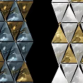 Decorative Partition Design With Triangular Silver Gold White Mosaic Patterns