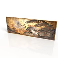 Traditional Chinese Carved Panel With Crane Pine Trees And Landscape
