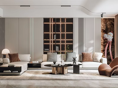 Modern Living Room Interior Design With Sofa Coffee Table And Decorative Elements 3d model