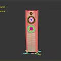 Sleek Rose Gold Tower PC Speaker With Yellow And Orange Drivers And Stable Base Design