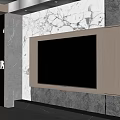 Modern TV Background Wall With Marble Panels Wooden Elements And TV Stand