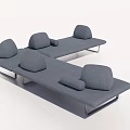 Modern Gray Multi Person Sofa With Multiple Cushions And Metal Frame Design 3d model