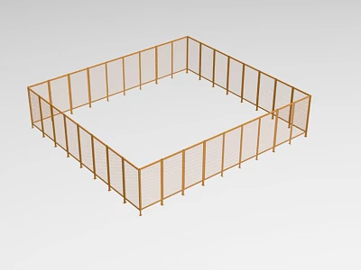 Industrial Equipment Square Steel Fence Structure As Durable Safety Isolation Barrier 3d model