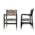 Modern Dining Chairs With Geometric Pattern Fabric Black Frame And Gold Legs