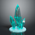 3D Turquoise Crystal Structure With Multiple Transparent Prisms On Circular Base