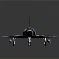 Blue White Camouflage Airplane Model With Pointed Nose Single Seat Tail Fin Wings And Missile