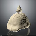 Stylish White Fabric Hat With Round Top And Pointed Peak Design