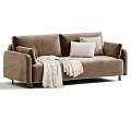 Modern Two Seater Sofa With Color Options Blanket And Decorative Pillows