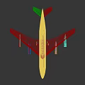White Commercial Passenger Airplane With Blue Tail Four Engines And Landing Gear Details