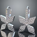 Shiny Snowflake Shaped Silver Diamond Encrusted Earrings For Daily Life Accessories