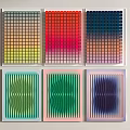 Colorful Wall Hangings With Grid Wave Patterns And Gradient Color Designs 3d model