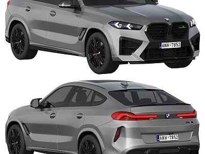 Silver BMW SUV With Sleek Design Front And Rear Views 3d model