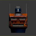 Orange Multi Deck Water Ferry With Flags And Large Windows On Reflective Surface