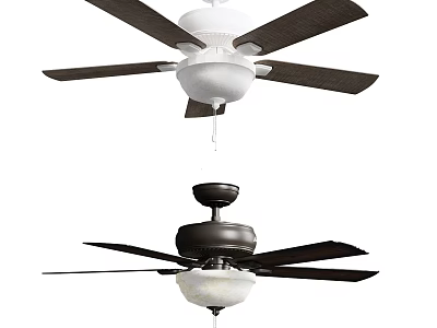 Modern Ceiling Fan Chandeliers With White And Dark Blades And Light Shades 3d model