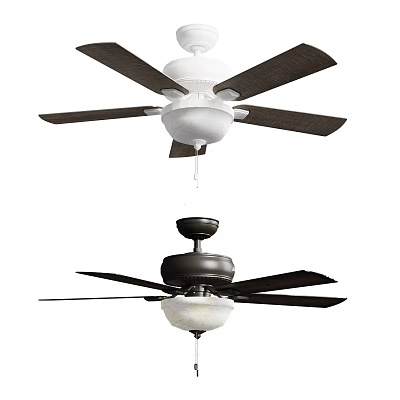 Modern Ceiling Fan Chandeliers With White And Dark Blades And Light Shades 3d model
