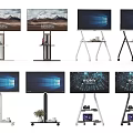 Multiple Modern TVs On Various Mobile Stands With Storage And Different Styles 3d model