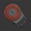 Practical Red Round Household Daily Use Item With White Logo And Gray Handle