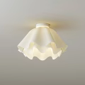 Modern Ceiling Light With White Shade Wave Edge Black Base And Pleated Design 3d model