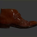 Brown Leather Ankle Boots with Classic Buckle Strap Design and Dark Durable Sole