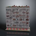 Multistory Residential Building With Gray Exterior Multiple Windows Balconies And Red Base