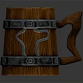 Handcrafted Wooden Mug With Ornate Metal Bands And Unique Curved Handle Design