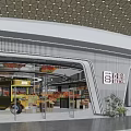 Modern Department Store Entrance With Customers Shopping And Fresh Flower Decorations