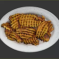 Crispy Golden Waffle Fries Perfectly Cooked Served on White Plate Appetizing Snack