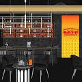 Modern Bar Interior With Illuminated Shelves Bottles Counter And Leather Chairs