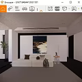 Modern Living Room Interior With White Sofa Abstract Painting And Throw Pillows