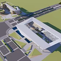 Modern Commercial Street With Modern Architecture Open Plazas Parking Areas And Green Landscaping