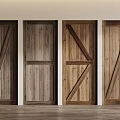 Wooden Hinged Doors With Various Panel Designs For Home Interior Settings 3d model