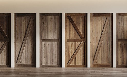 Quiet flat door wooden door single door 3d model