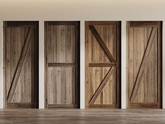 Quiet flat door wooden door single door 3d model