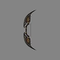 Black Bow Weapon With Elegant Golden Decorations And Intricate Carved Patterns Design