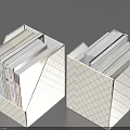 White Grid Patterned Storage Boxes For Home Organization Filled With Books