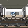 modern classroom desk platform blackboard desks and chairs 3d model