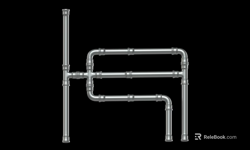 Durable Metal Pipes with Elbow and Tee Joints Constructing Stable Industrial Framework 3d model 