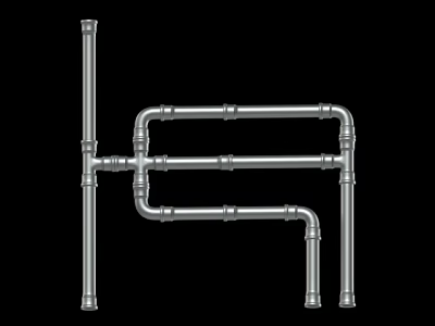 Durable Metal Pipes with Elbow and Tee Joints Constructing Stable Industrial Framework 3d model