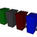 Public Colorful Trash Bins With Wheels For Waste Sorting 3d model