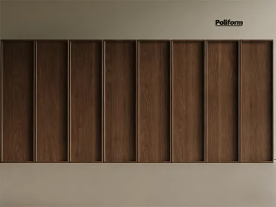 Modern Dark Wooden Wall Paneling With Vertical Slats For Interior Design 3d model