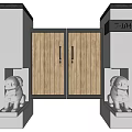Wooden Main Gate With White Pillars Stone Lion Statues And Number 7 104