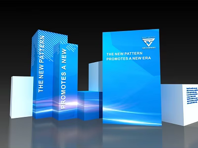Blue Cubes With New Pattern Text Promote A New Era Concept Design 3d model