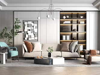 Modern Living Room Living Room Sofa Coffee Table Combination 3d model