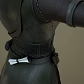 3D Character In Black Leather Outfit With Belt Boots And Outstretched Arms Pose