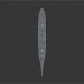 Warship 3D Model With Grey Hull Blue Components Deck Structure And Superstructure 3d model