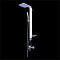 Modern Chrome Shower System With Top Sprayer Handheld Shower And Storage Shelf 3d model