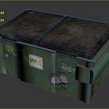 Green Trash Bin With Double Lids And Graffiti Covered Surface WUN Logo